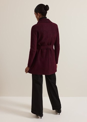 Phase Eight Lana Textured Drape Coats Burgundy USA | 8652140-ZK